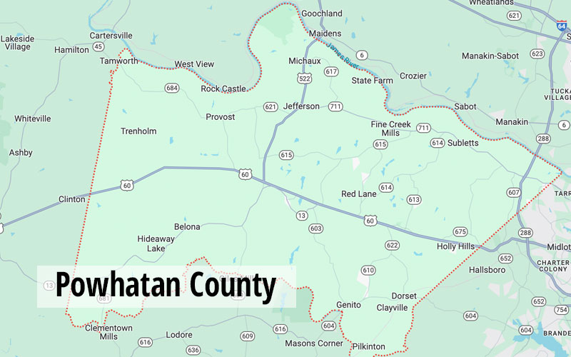 map of powhatan county